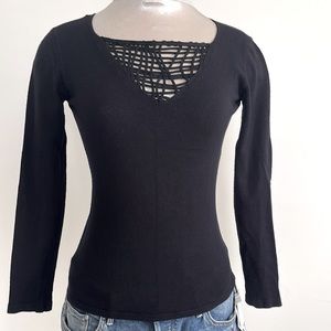 Paola Todesco Made in Italy sweater top detail see through in front size S